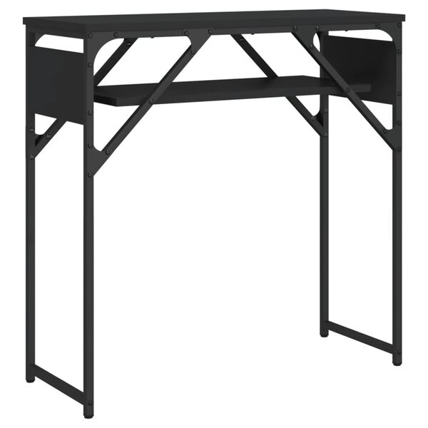 vidaXL Τραπέζι Κονσόλα με Ράφι Μαύρο 75x30x75 εκ. Επεξεργασμένο Ξύλο