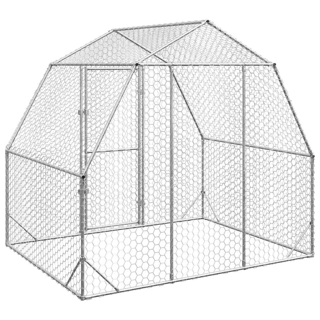 vidaXL Chicken Run 2,5x2x2,25 m Γαλβανισμένος χάλυβας