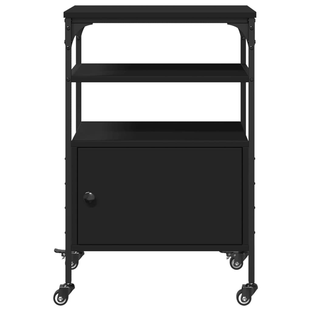vidaXL Βάση Εκτυπωτή 3 Επιπέδων Μαύρη 50x40x76 εκ. Επεξεργασμένο Ξύλο