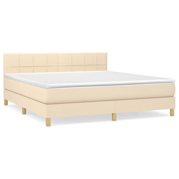 vidaXL &Kappa;&rho;&epsilon;&beta;ά&tau;&iota; Boxspring &mu;&epsilon; &Sigma;&tau;&rho;ώ&mu;&alpha; &Kappa;&rho;&epsilon;&mu; 160x200 &epsilon;&kappa;. &Upsilon;&phi;&alpha;&sigma;&mu;ά&tau;&iota;&nu;&omicron;
