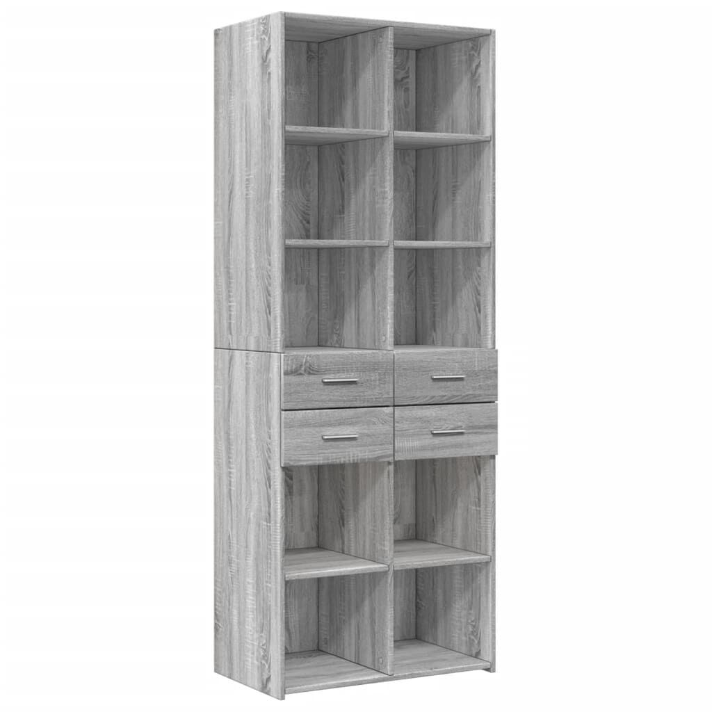 vidaXL Ραφιέρα με Ντουλάπια Γκρι Sonoma 70x42,5x225 εκ. Επεξ. Ξύλο