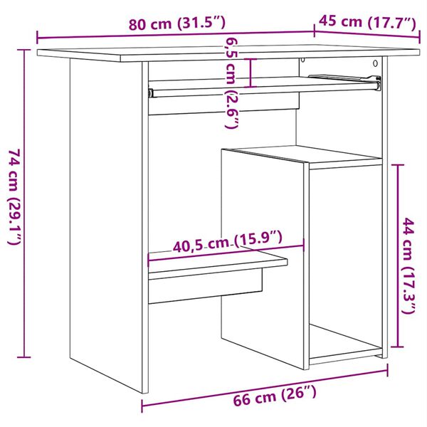 vidaXL Γραφείο Γκρι του Σκυροδέματος 80 x 45 x 74 εκ. από Επεξ. Ξύλο