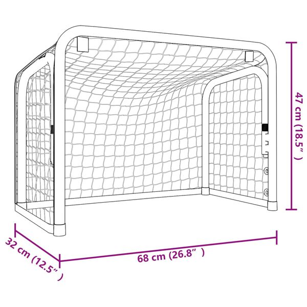 vidaXL Τέρμα Χόκεϊ με Δίχτυ Κόκκινο/Λευκό 68x32x47 εκ. Ατσάλι/Πολυεστ.