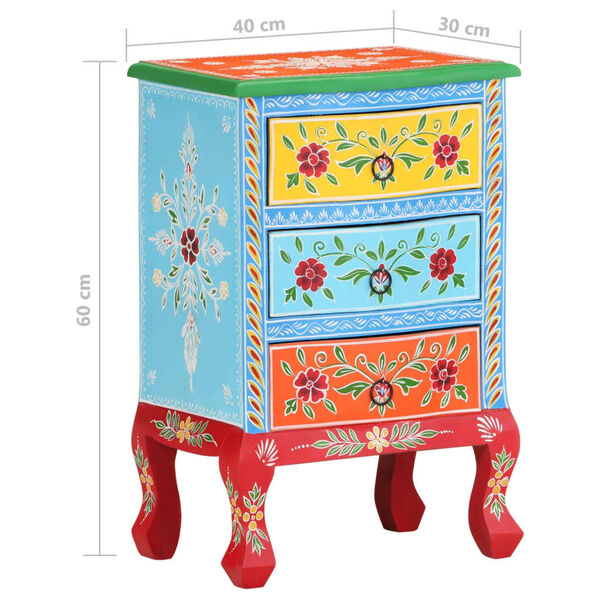 vidaXL Κομοδίνο με Χειροπ. Λεπτομέρειες 40x30x60 εκ. Μασίφ Ξύλο Μάνγκο
