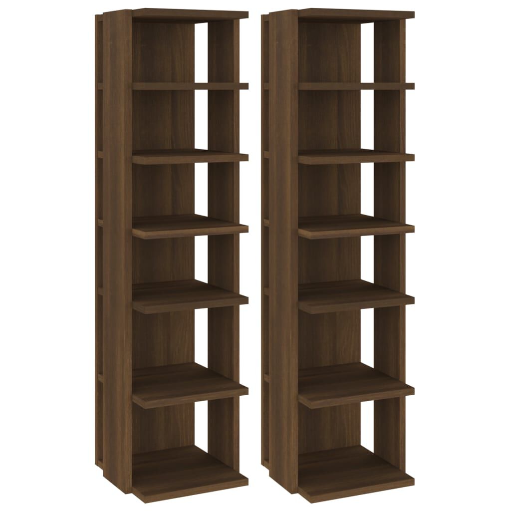 vidaXL Παπουτσοθήκες 2 τεμ. Καφέ Δρυς 27,5x27x102 εκ. Επεξ. Ξύλο
