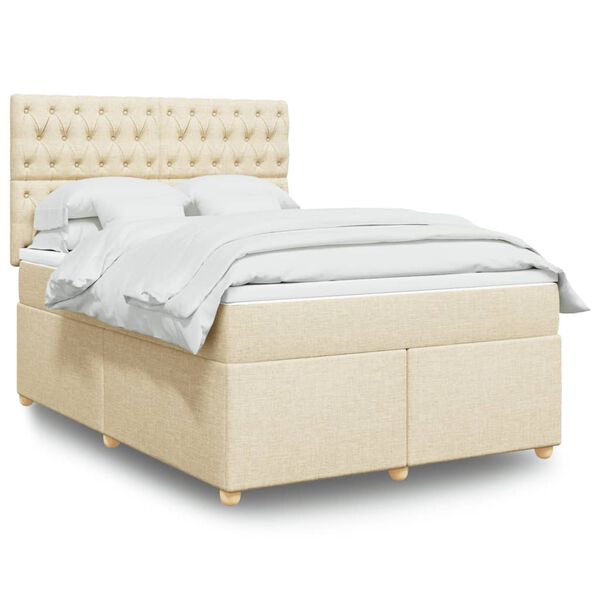 vidaXL &Kappa;&rho;&epsilon;&beta;ά&tau;&iota; Boxspring &mu;&epsilon; &Sigma;&tau;&rho;ώ&mu;&alpha; &Kappa;&rho;&epsilon;&mu; 140x190 &epsilon;&kappa;. &Upsilon;&phi;&alpha;&sigma;&mu;ά&tau;&iota;&nu;&omicron;