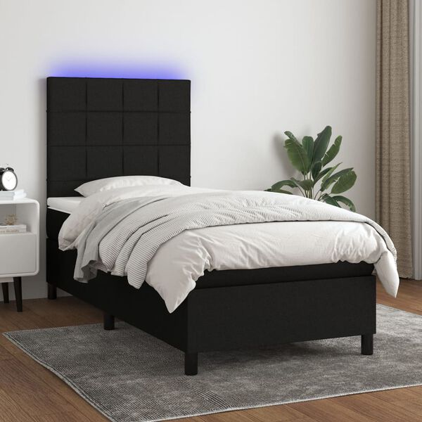 vidaXL &Kappa;&rho;&epsilon;&beta;ά&tau;&iota; Boxspring &mu;&epsilon; &Sigma;&tau;&rho;ώ&mu;&alpha; & LED &Mu;&alpha;ύ&rho;&omicron; 80x200 &epsilon;&kappa;. &Upsilon;&phi;&alpha;&sigma;&mu;ά&tau;&iota;&nu;&omicron;