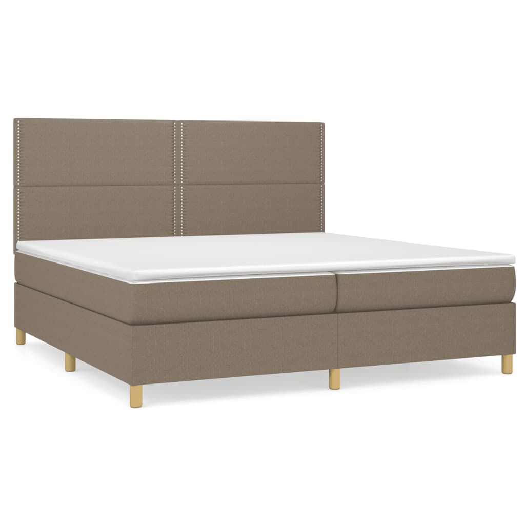 vidaXL Κρεβάτι Boxspring με Στρώμα Taupe 200x200 εκ. Υφασμάτινο
