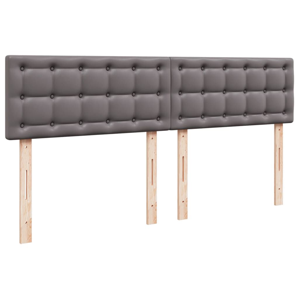 vidaXL Κρεβάτι Boxspring με Στρώμα Γκρι 200x200 εκ. Συνθετικό Δέρμα