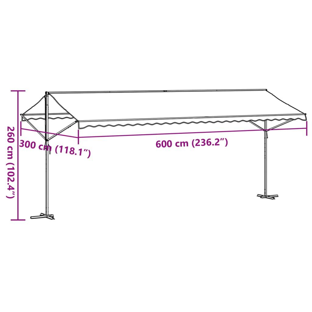 vidaXL Τέντα Μεταφερ. με Βραχίονες Μπλε/Λευκή 600x300 εκ Ύφασμα/Ατσάλι