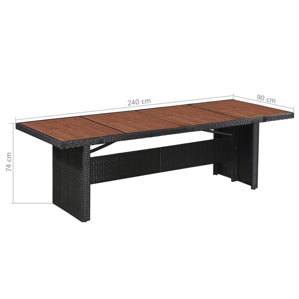 vidaXL Τραπέζι Κήπου 240x90x74 εκ. Συνθετικό Ρατάν/Μασίφ Ξύλο Ακακίας