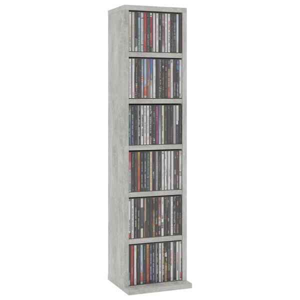 vidaXL Έπιπλο για CD Γκρι Σκυροδέματος 21x20x88 εκ. Επεξεργασμένο Ξύλο
