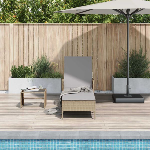 vidaXL Ξαπλώστρα με μαξιλάρι Μπεζ 157 x 55 x 92 εκ. συνθετικό ρατάν