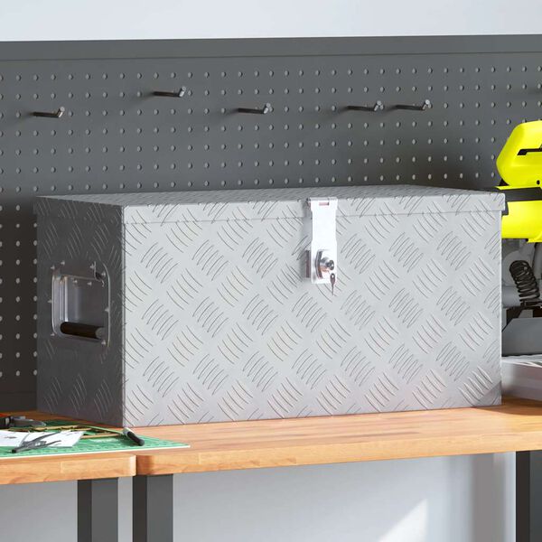 vidaXL Κουτί Αποθήκευσης Ασημί 61,5 x 26,5 x 30 εκ. Αλουμινίου