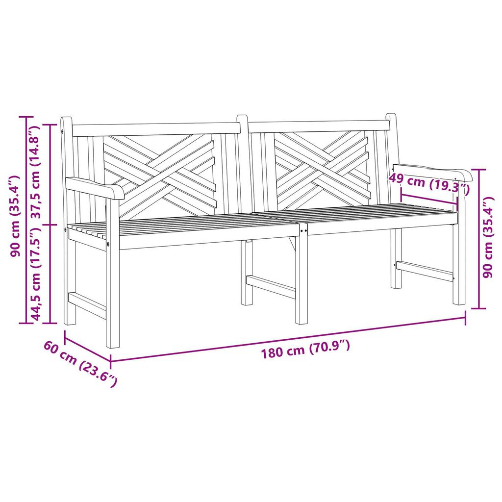 vidaXL Παγκάκι κήπου Καφέ 228 x 60 x 90 εκ Μασίφ ξύλο teak