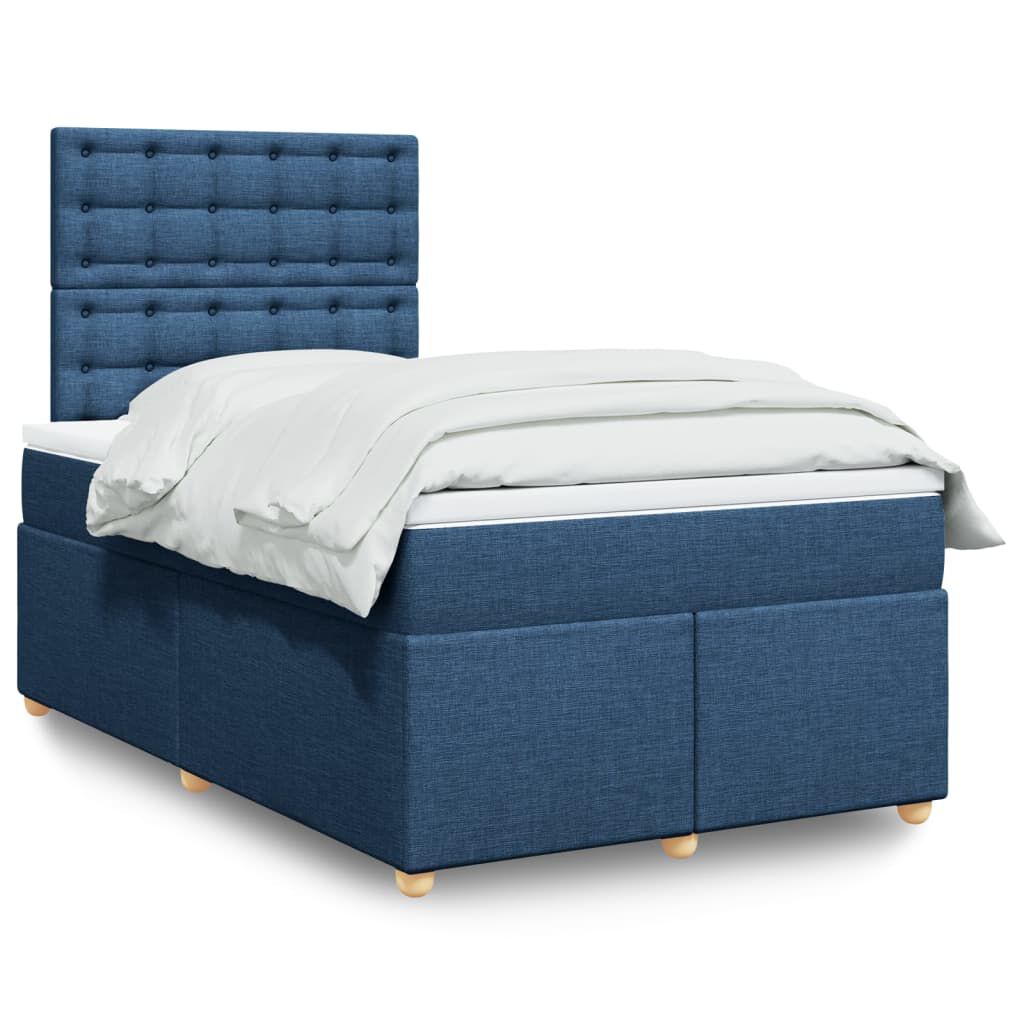 vidaXL Κρεβάτι Boxspring με Στρώμα Μπλε 120x200 εκ. Υφασμάτινο