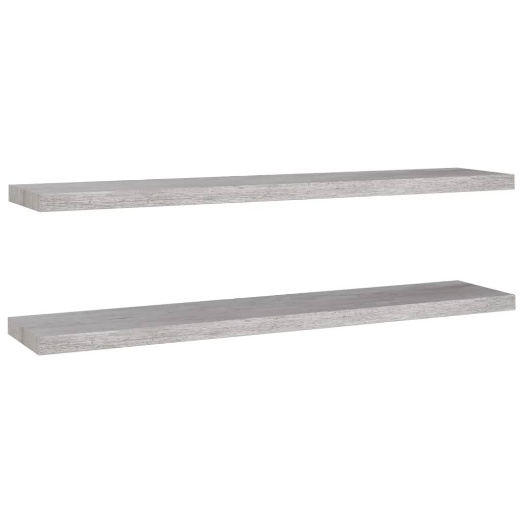 vidaXL Ράφια Τοίχου 2 τεμ. Γκρι Σκυροδέματος 120x23,5x3,8 εκ. MDF