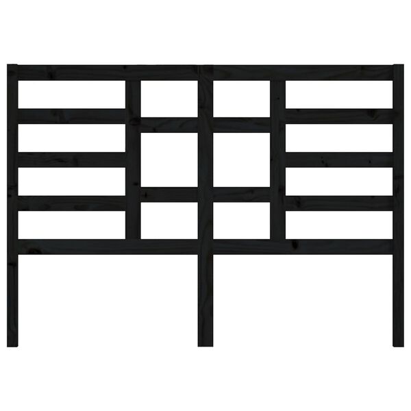 vidaXL Κεφαλάρι Κρεβατιού Μαύρο 126x4x104 εκ. Μασίφ Ξύλο Πεύκου
