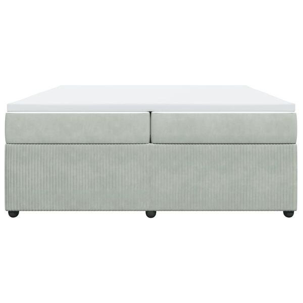 vidaXL Κρεβάτι Boxspring με Στρώμα Ανοιχτό Γκρι 200x200 εκ. Βελούδινο
