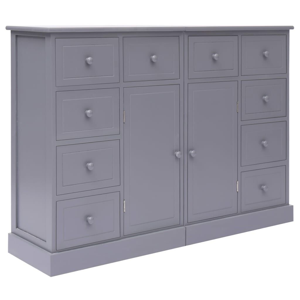 vidaXL Ντουλάπι με 10 Συρτάρια Γκρι 113 x 30 x 79 εκ. από Ξύλο