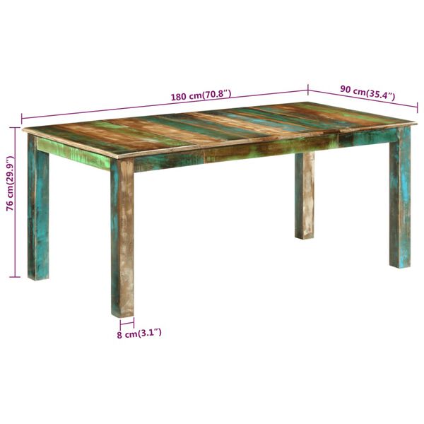 vidaXL Τραπεζαρία 180 x 90 x 76 εκ. από Μασίφ Ανακυκλωμένο Ξύλο