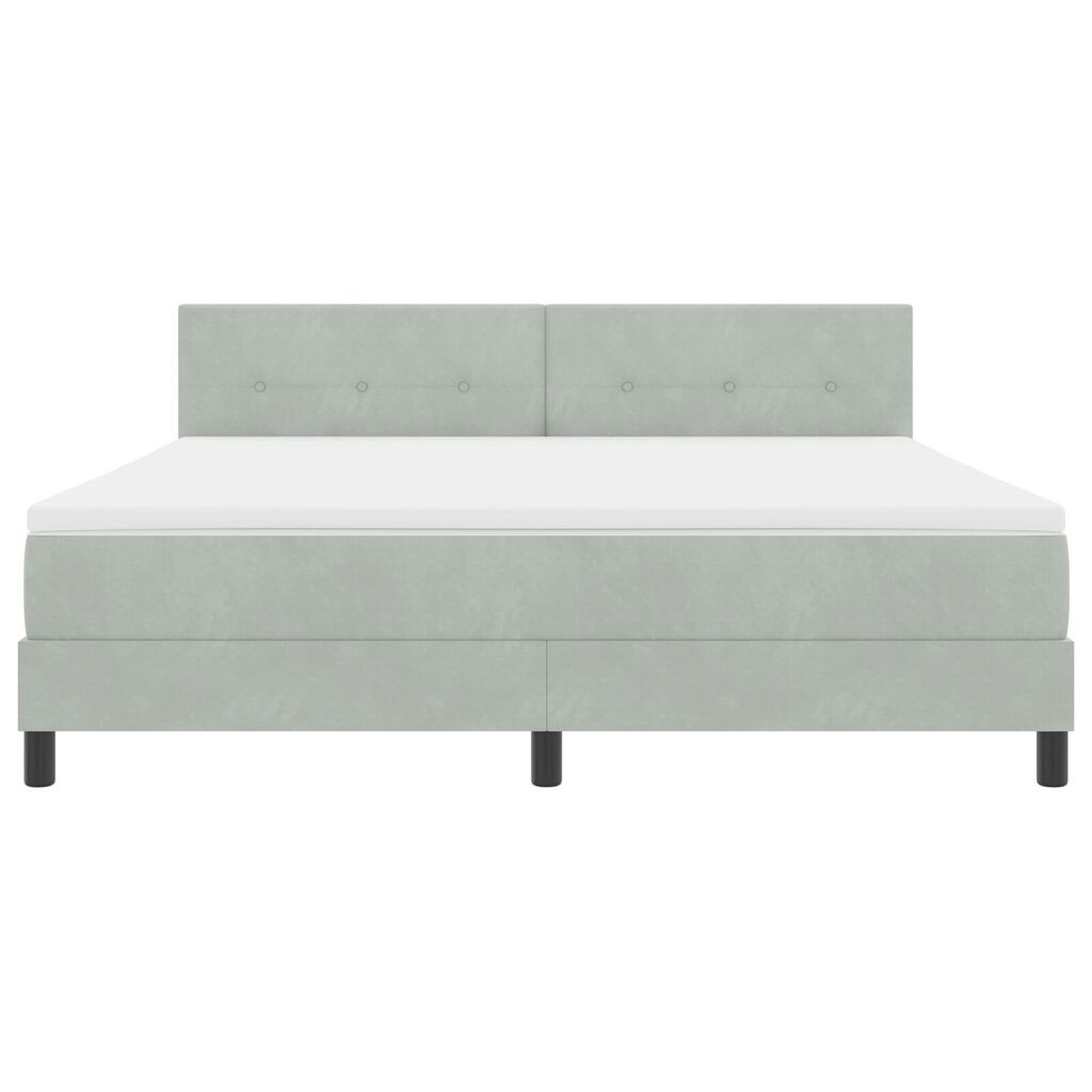 Κρεβάτι Box Spring με Στρώμα vidaXL Γκρι Ανοιχτό Σούπερ Κάτω από Βελούδο