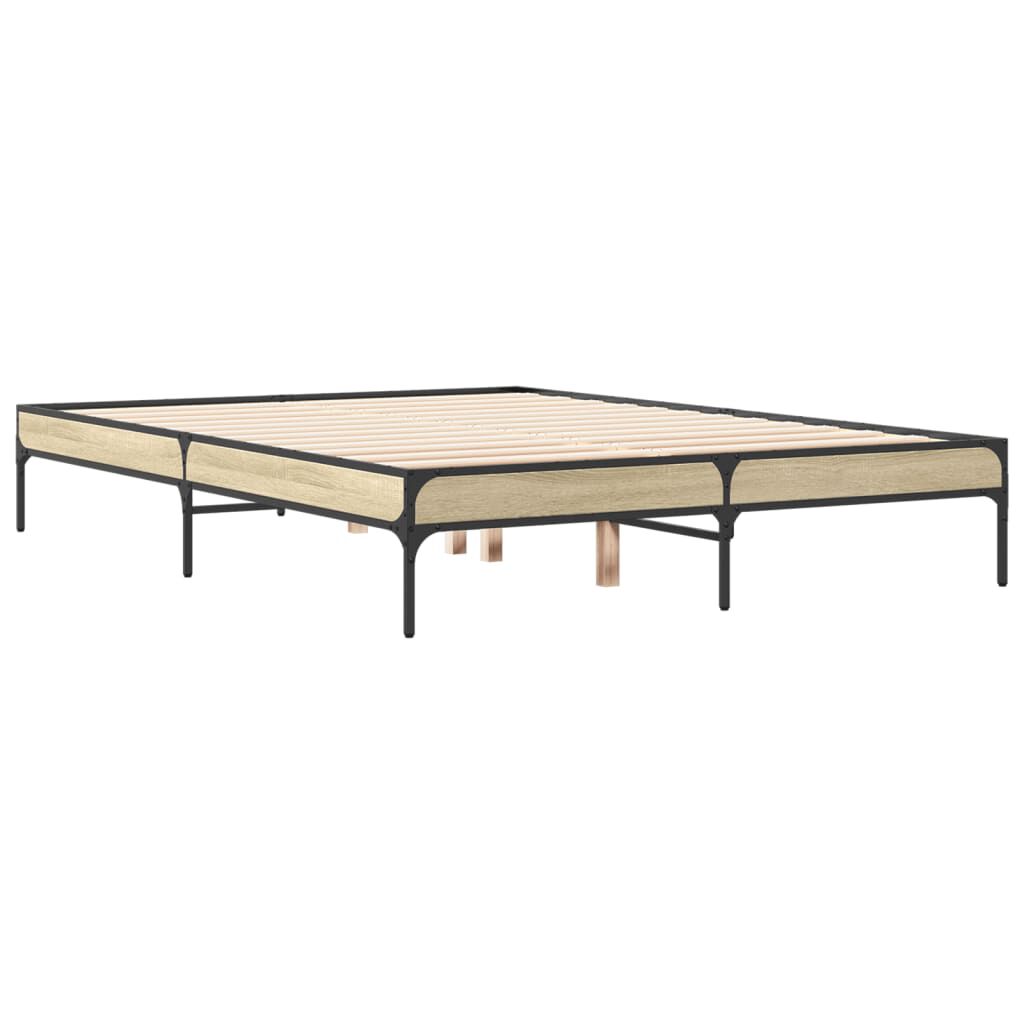 vidaXL Πλαίσιο Κρεβατιού Sonoma Δρυς 120x200 εκ. Επεξ. Ξύλο & Μέταλλο