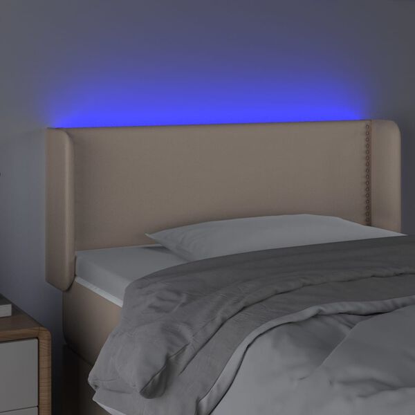 vidaXL Κεφαλάρι Κρεβατιού LED Καπουτσίνο 103x16x78/88εκ. Συνθετ. Δέρμα