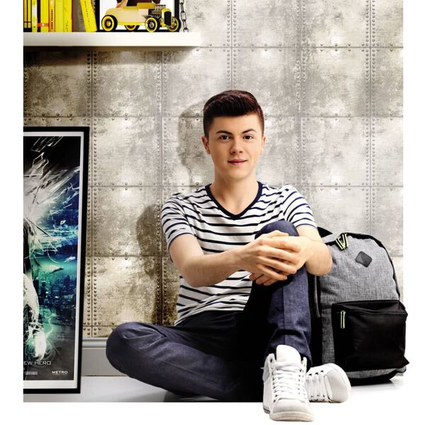 Urban Friends & Coffee Ταπετσαρία Τοίχου Τσιμεντόλιθοι Γκρι/Λευκό