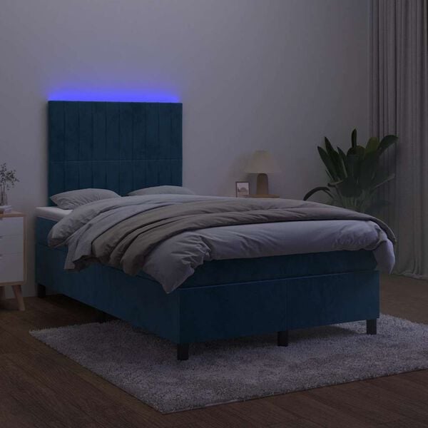 vidaXL &Kappa;&rho;&epsilon;&beta;ά&tau;&iota; Boxspring &mu;&epsilon; &Sigma;&tau;&rho;ώ&mu;&alpha; & LED &Sigma;&kappa;. &Mu;&pi;&lambda;&epsilon; 120x190&epsilon;&kappa;. &Beta;&epsilon;&lambda;&omicron;ύ&delta;&iota;&nu;&omicron;