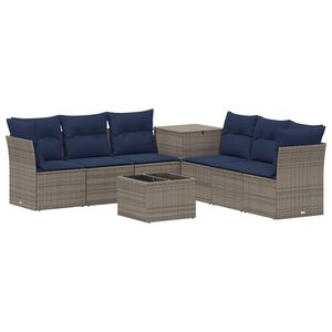 vidaXL &Sigma;&epsilon;&tau; &Kappa;&alpha;&nu;&alpha;&pi;έ 8 &tau;&mu;&chi;. &Gamma;&kappa;&rho;&iota; &kappa;&alpha;&iota; Navy Blue &Pi;&omicron;&lambda;&upsilon;-&rho;&alpha;&kappa;ί &kappa;&alpha;&iota; &Chi;ά&lambda;&upsilon;&beta;&alpha;&sigmaf;