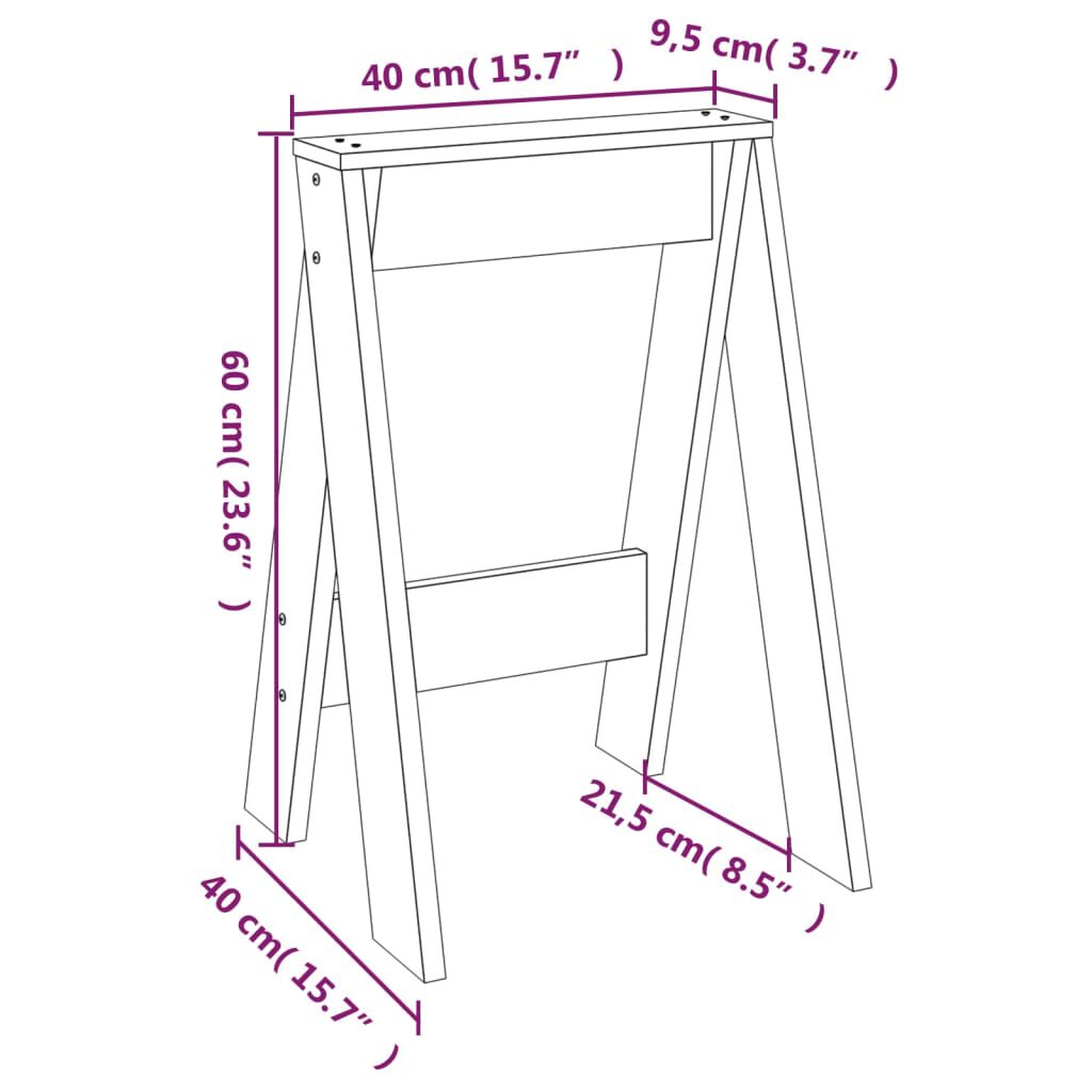 vidaXL Σκαμπό 2 Τεμ. 40 x 40 x 60 εκ. από Μασίφ Ξύλο Πεύκου