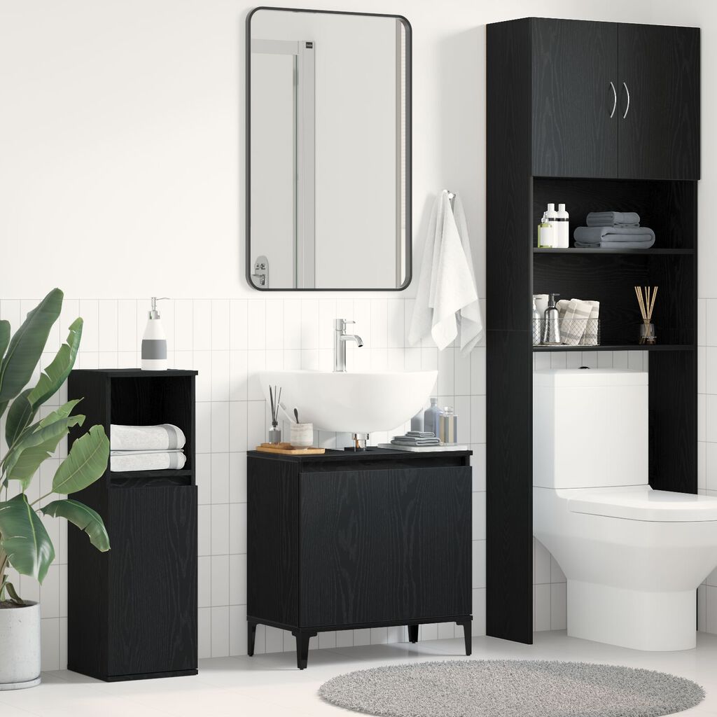 vidaXL Ντουλάπι Wash μαύρη δρυ 58x33x60 εκ. Επεξεργασμένο ξύλο
