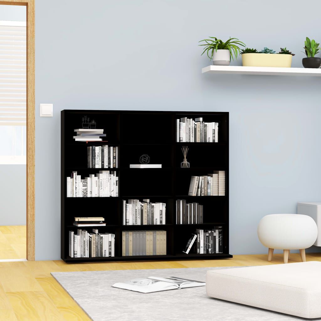 vidaXL Έπιπλο για CD Μαύρο 100 x 23 x 89,5 εκ. από Επεξ. Ξύλο