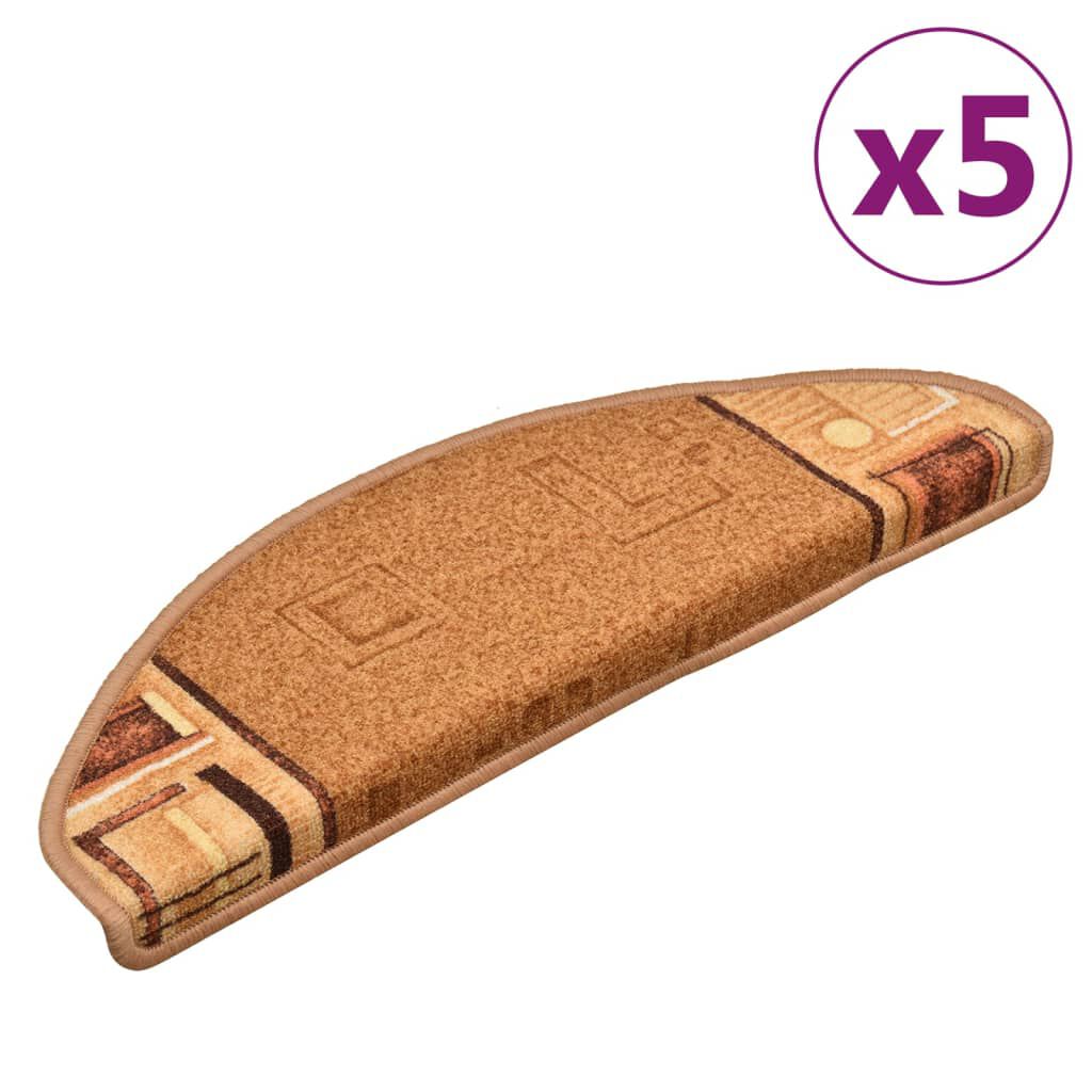 vidaXL Πατάκια Σκάλας Αυτοκόλλητα 5 τεμ. Μπεζ 65x21x4 εκ.