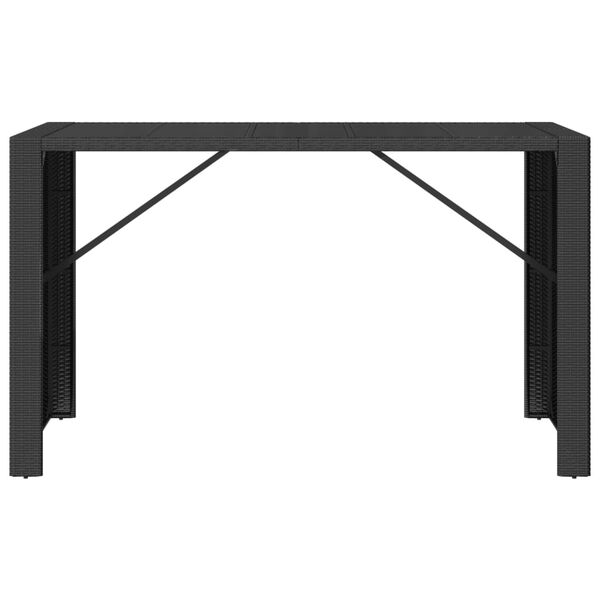 vidaXL Τραπέζι Μπαρ με Γυάλ. Επιφάνεια Μαύρο 185x80x110 εκ Συνθ. Ρατάν