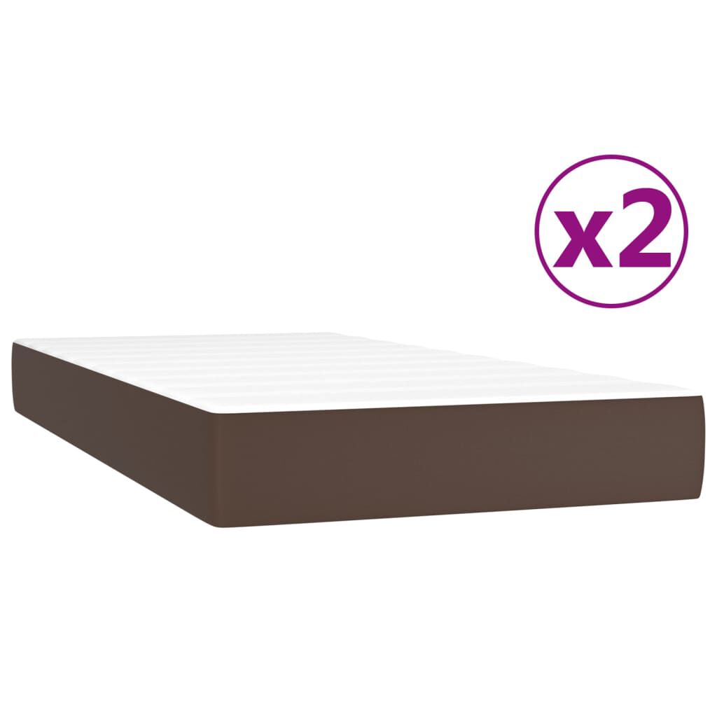 vidaXL Κρεβάτι Boxspring με Στρώμα Καφέ 200x200 εκ. Συνθετικό Δέρμα