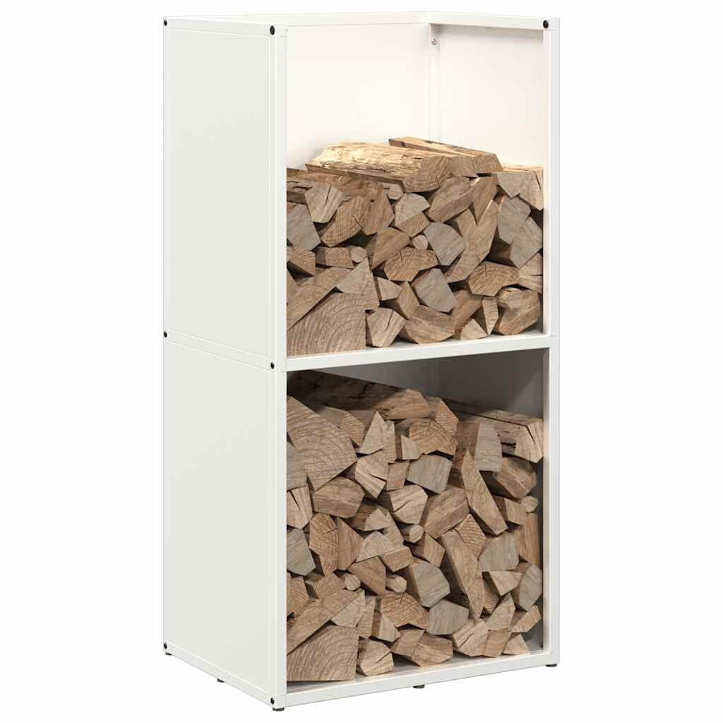 vidaXL Ράφι Καυσόξυλων Λευκό 40x30x80 εκ. Χάλυβας ψυχρής έλασης