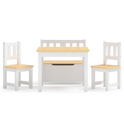 vidaXL Παιδικό Σετ Τραπέζι με Καρέκλες 4 τεμ. Λευκό και Μπεζ MDF