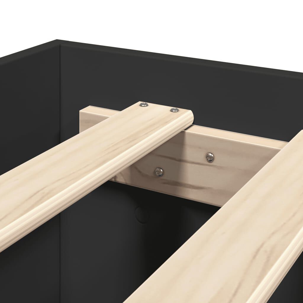 vidaXL Πλαίσιο Κρεβατιού Μαύρο 140x200 εκ. Επεξεργ. Ξύλο