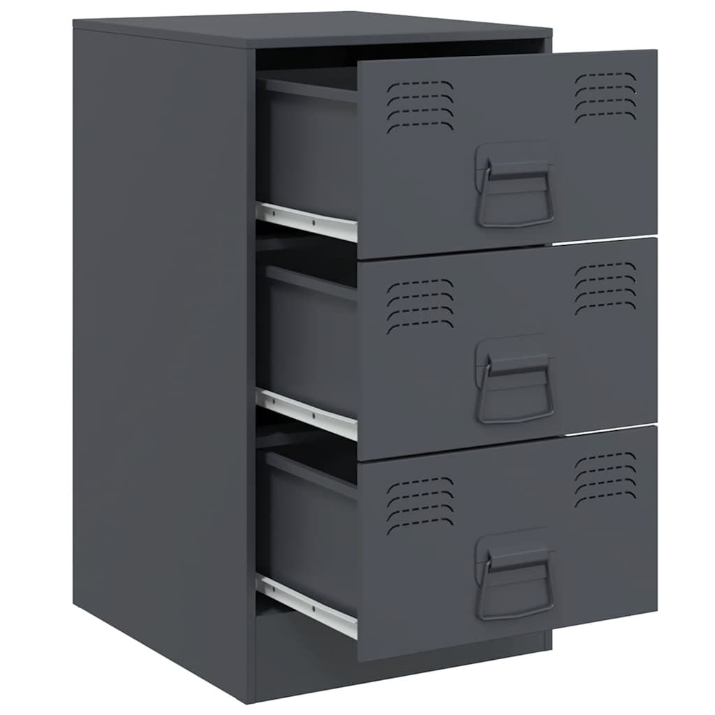 vidaXL Κομοδίνο Ανθρακί 34,5x39x62 εκ. από Χάλυβα