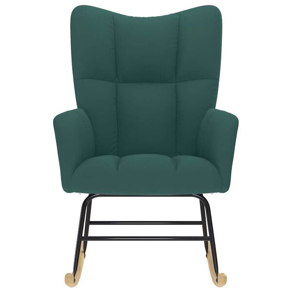 vidaXL Κουνιστή Πολυθρόνα Σκούρο Πράσινο Υφασμάτινη