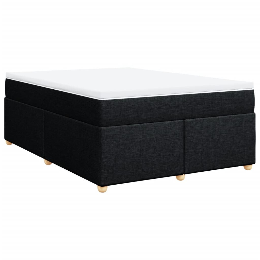 vidaXL Κρεβάτι Boxspring με Στρώμα Μαύρο 140x190 εκ. Υφασμάτινο