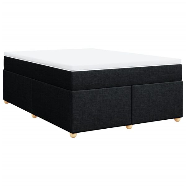 vidaXL Κρεβάτι Boxspring με Στρώμα Μαύρο 140x190 εκ. Υφασμάτινο