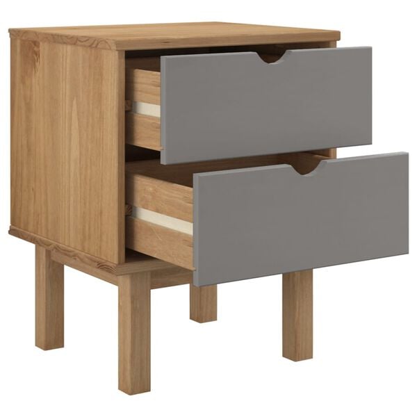 vidaXL Κομοδίνο OTTA Καφέ / Γκρι 45x39x57 εκ. από Μασίφ Ξύλο Πεύκου