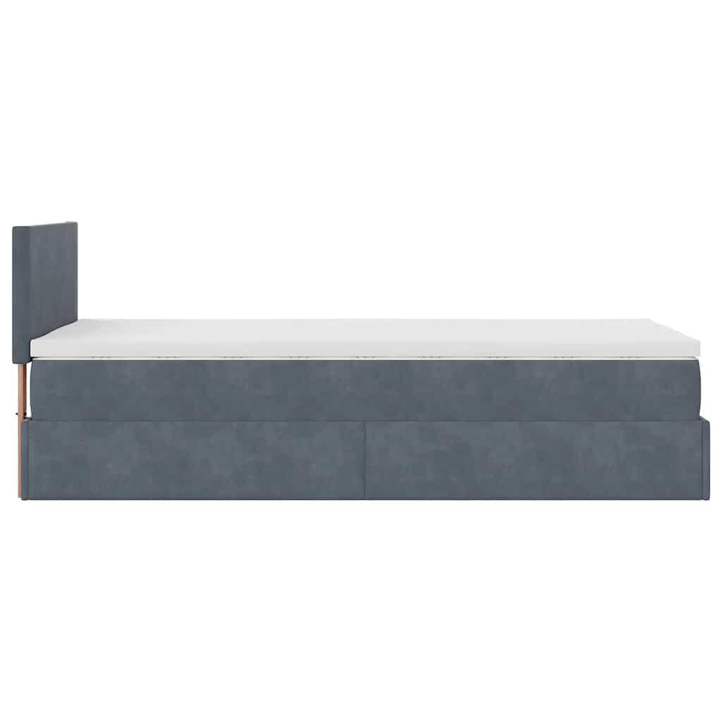 vidaXL Οθωμανικό κρεβάτι με στρώμα & LEDs Dark Grey 80x200cm Velvet