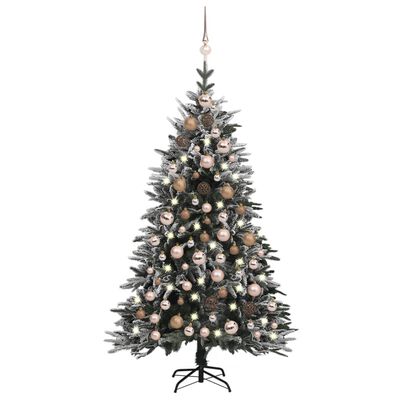 vidaXL Χριστουγεννιάτ. Δέντρο Τεχν. με LED/Μπάλες/Χιόνι 120εκ PVC & PE