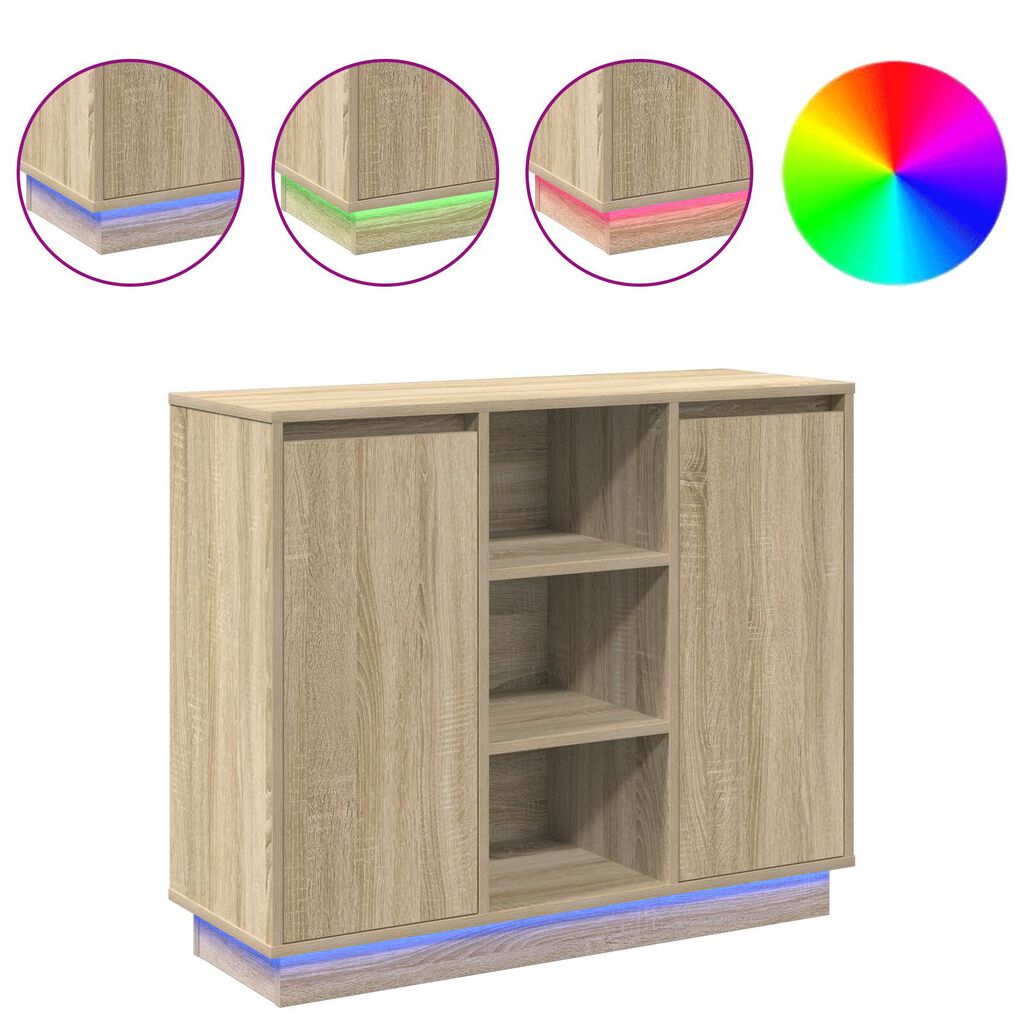 vidaXL Μπουφέ με LED Sonoma Oak 90x32x75 εκ Επεξεργασμένο ξύλο