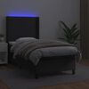 vidaXL Κρεβάτι Boxspring με Στρώμα & LED Μαύρο 90x200 εκ. Συνθ. Δέρμα