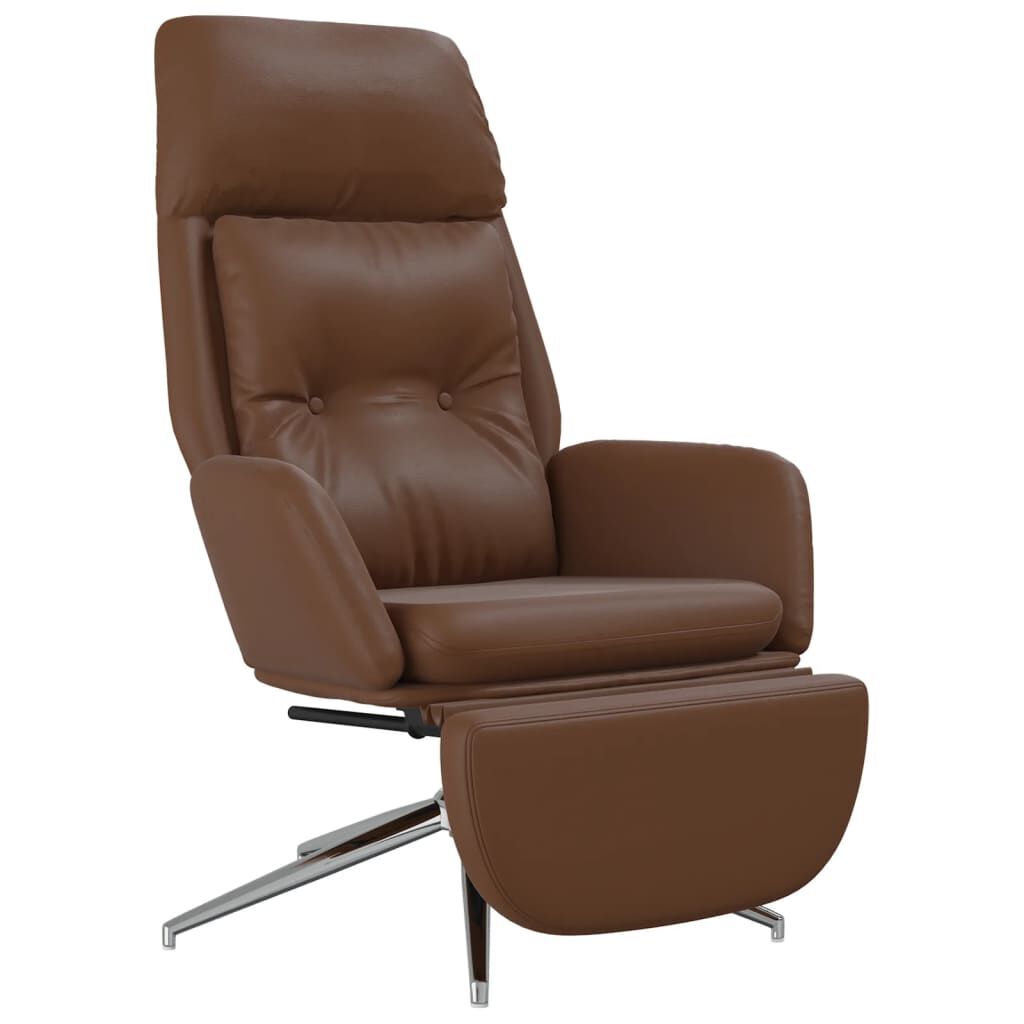 vidaXL Πολυθρόνα Relax Καφέ από Γνήσιο & Συνθετικό Δέρμα με Σκαμπό